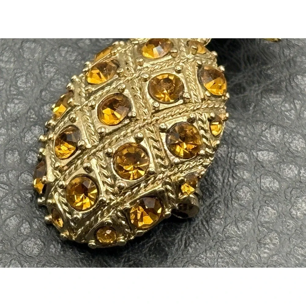 Monet Pineapple Brooch Green Yellow Rhinestone Vintage Tropical Beach Summer